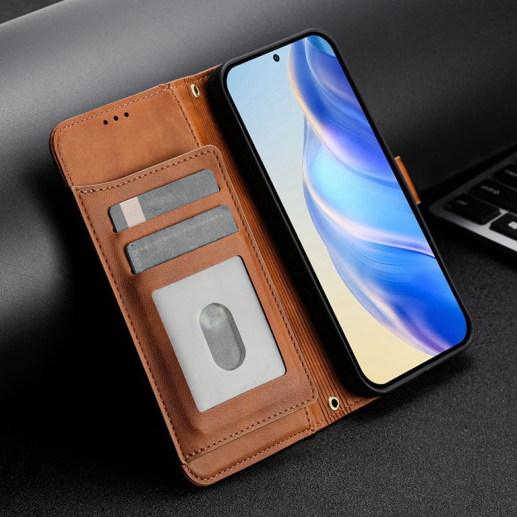 Funda de Cuero para Ulefone Note 14 con Cremallera y Ranuras para Tarjetas (Marrón)