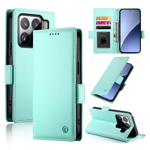 Funda Magnética De Cuero Esmerilado Con Hebilla Lateral Para Xiaomi 15 (Verde Menta)