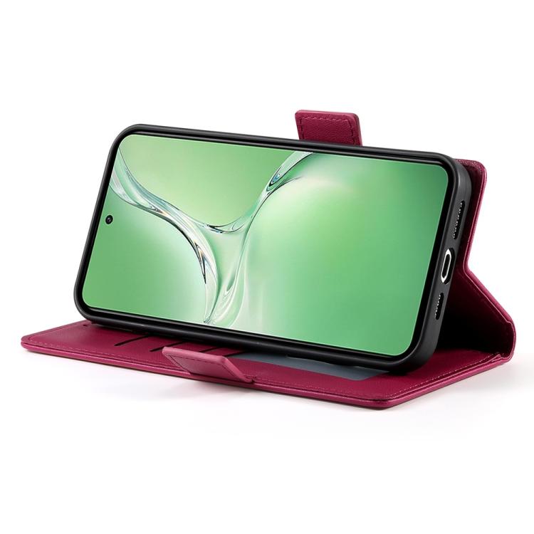 Funda de Cuero Esmerilado con Hebilla Lateral Magnética para OnePlus 13R Ace 5 Ace 5 Pro (Rojo Vino)
