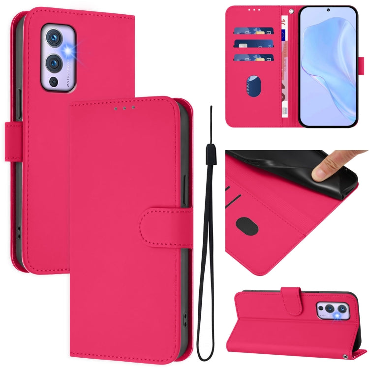Funda de Piel OnePlus 9 Tacto Suave Color Liso (Rosa y Rojo)