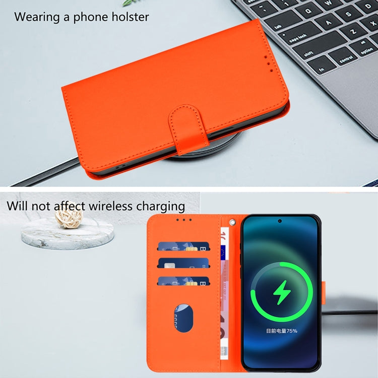 Funda de Cuero con Cordón para OnePlus 10 Pro 5G con Tacto de Piel (Naranja)
