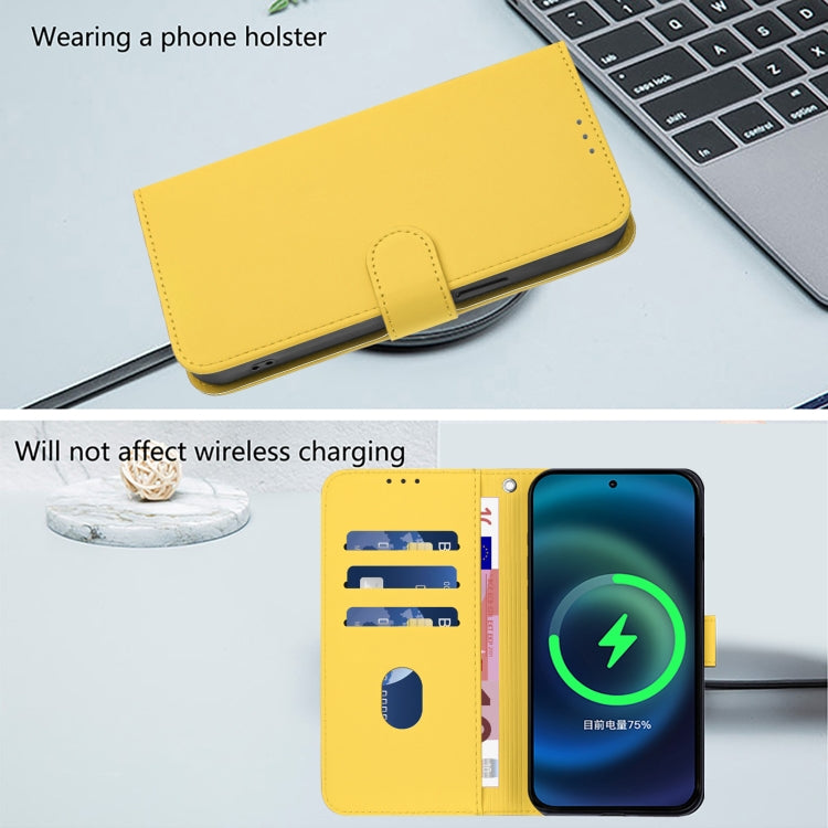 Funda de Cuero con Cordón para OnePlus 10 Pro 5G (Amarillo Limón)