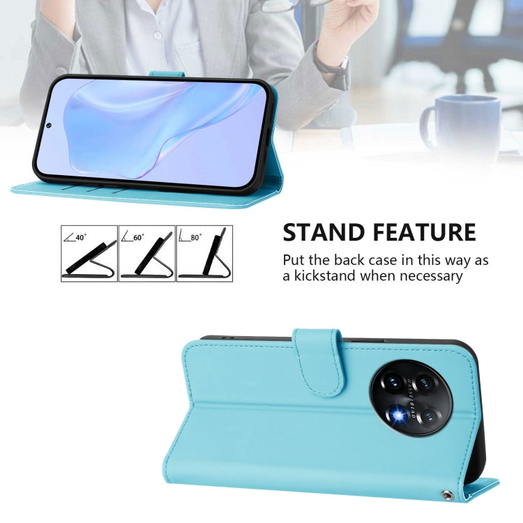 Funda de Piel con Tacto para OnePlus 11 con Cordón (Azul Cielo)