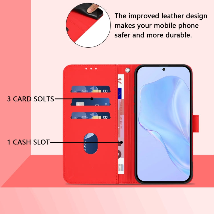 Funda de Cuero con Cordón para OnePlus 12 5G con Tacto de Piel (Rojo)