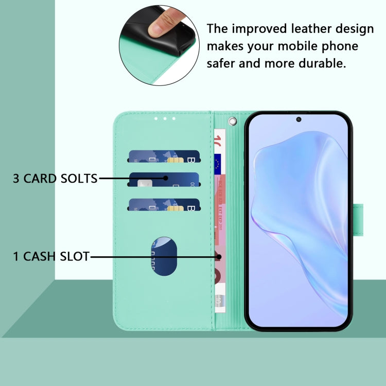 Funda de Cuero con Cordón para OnePlus 12 5G con Tacto de Piel (Verde Menta)
