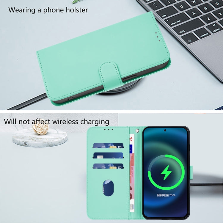 Funda de Cuero con Cordón para OnePlus 12 5G con Tacto de Piel (Verde Menta)