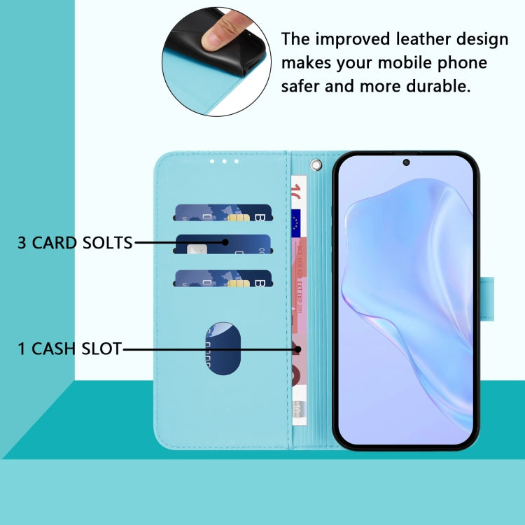 Funda de Cuero con Cordón para OnePlus 12 5G con Tacto de Piel (Azul Cielo)