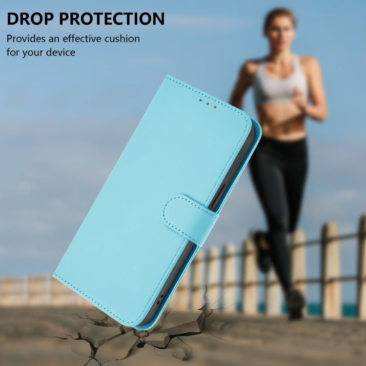 Funda de Cuero con Cordón para OnePlus 12 5G con Tacto de Piel (Azul Cielo)