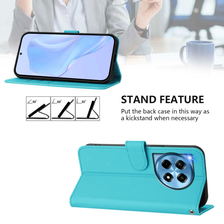Funda de Cuero con Cordón para OnePlus 12 5G con Tacto de Piel (Azul Lago)