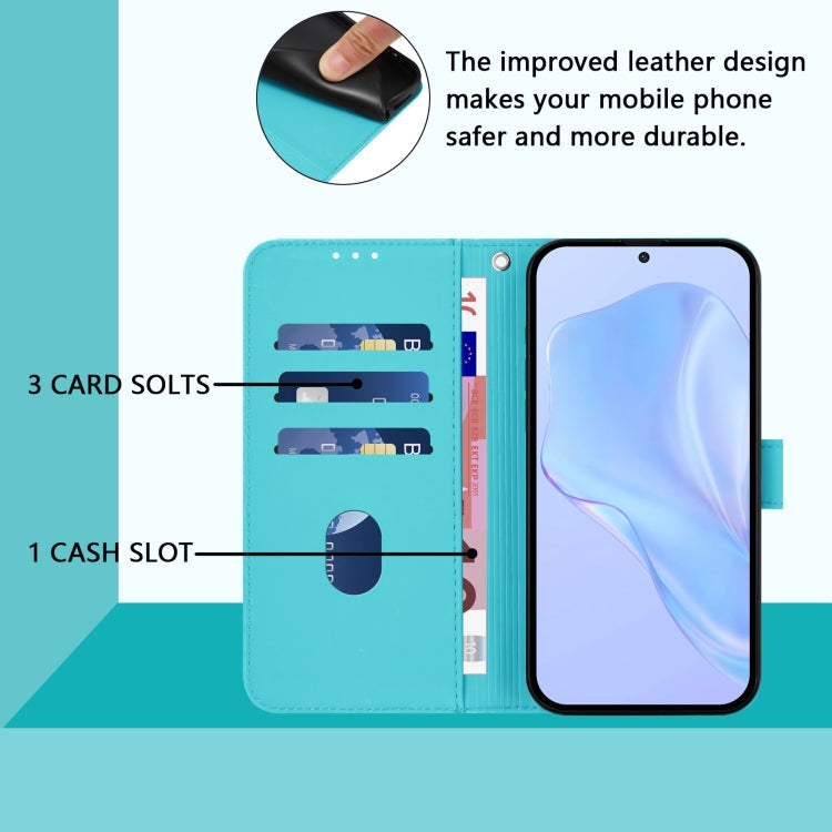 Funda de Cuero con Cordón para OnePlus 12 5G con Tacto de Piel (Azul Lago)