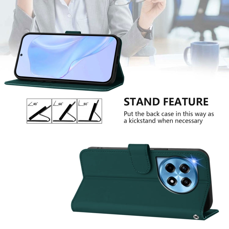 Funda de Cuero con Cordón para OnePlus 12R 5G con Tacto de Piel (Verde Oscuro)
