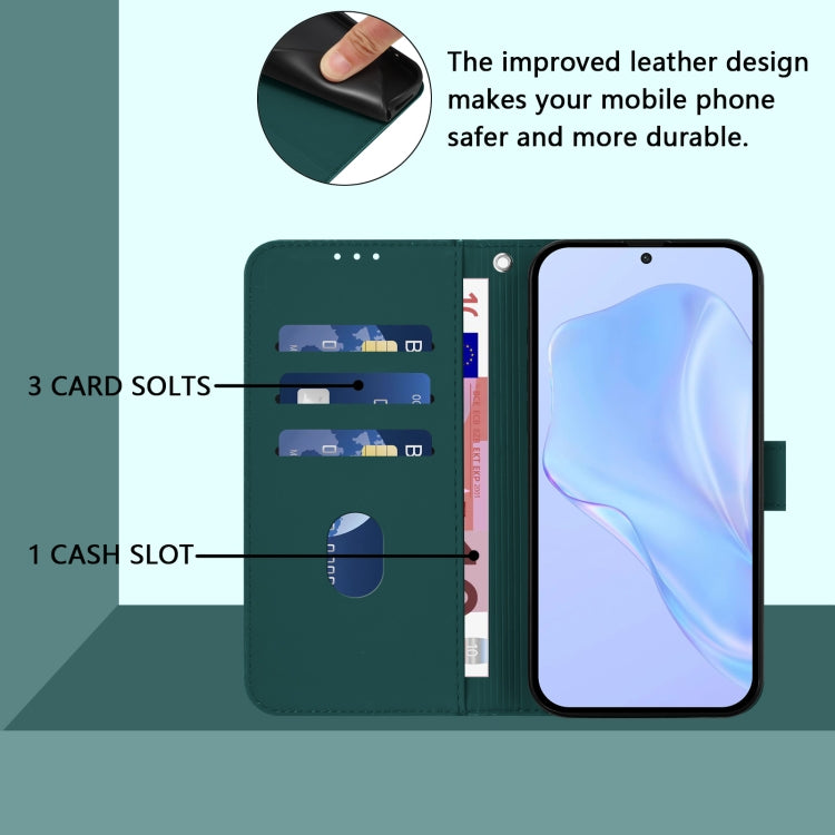 Funda de Cuero con Cordón para OnePlus 12R 5G con Tacto de Piel (Verde Oscuro)