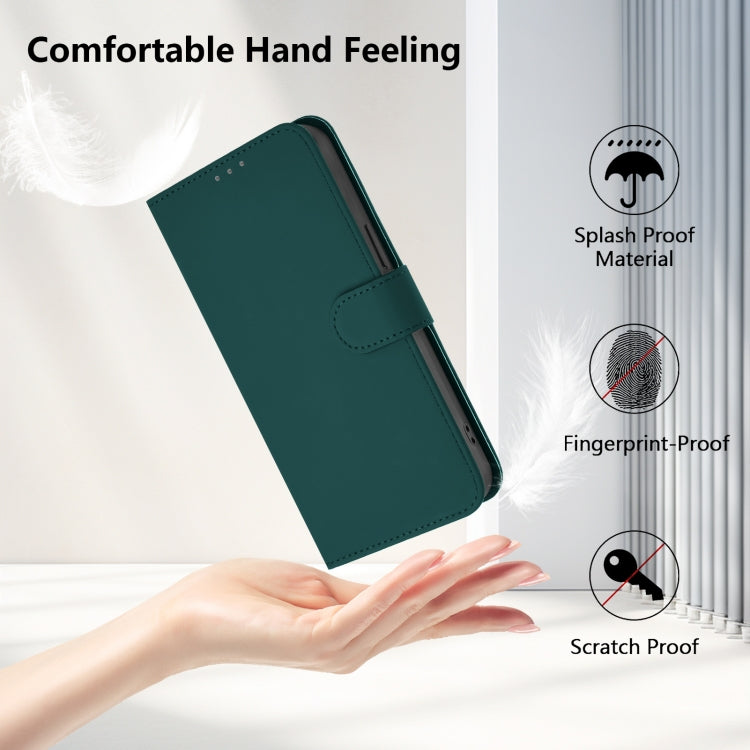 Funda de Cuero con Cordón para OnePlus 12R 5G con Tacto de Piel (Verde Oscuro)