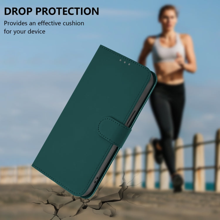 Funda de Cuero con Cordón para OnePlus 12R 5G con Tacto de Piel (Verde Oscuro)