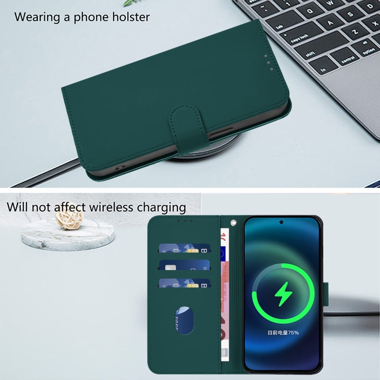 Funda de Cuero con Cordón para OnePlus 12R 5G con Tacto de Piel (Verde Oscuro)