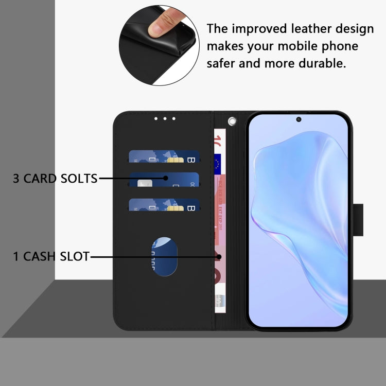 Funda de Cuero con Cordón para OnePlus 12R 5G con Tacto de Piel (Negro)