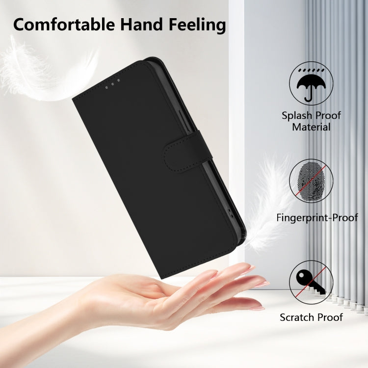 Funda de Cuero con Cordón para OnePlus 12R 5G con Tacto de Piel (Negro)