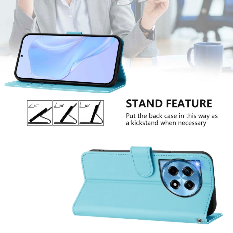 Funda de Cuero con Cordón para OnePlus 12R 5G con Tacto de Piel (Azul Cielo)