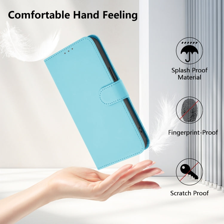Funda de Cuero con Cordón para OnePlus 12R 5G con Tacto de Piel (Azul Cielo)