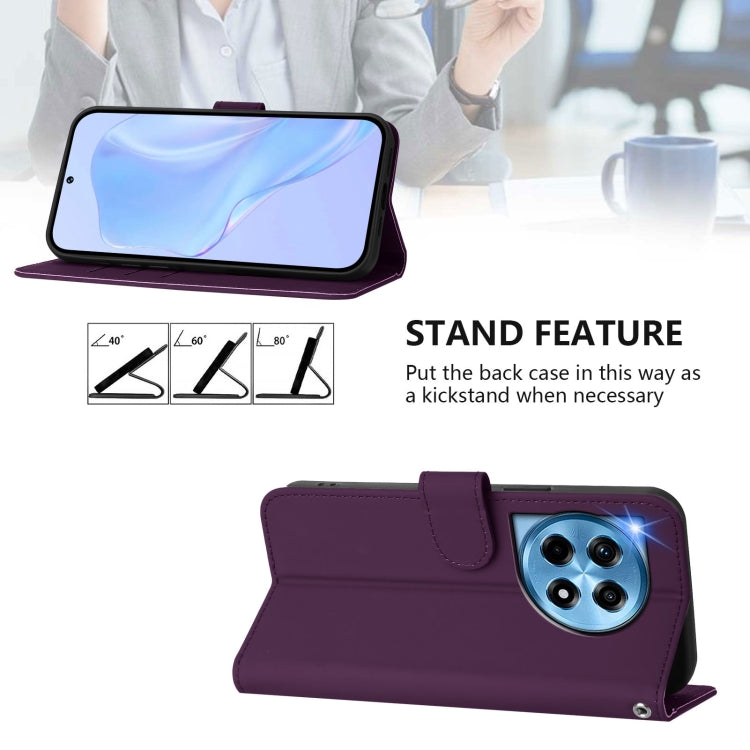 Funda de Cuero con Cordón para OnePlus 12R 5G con Tacto de Piel (Violeta)