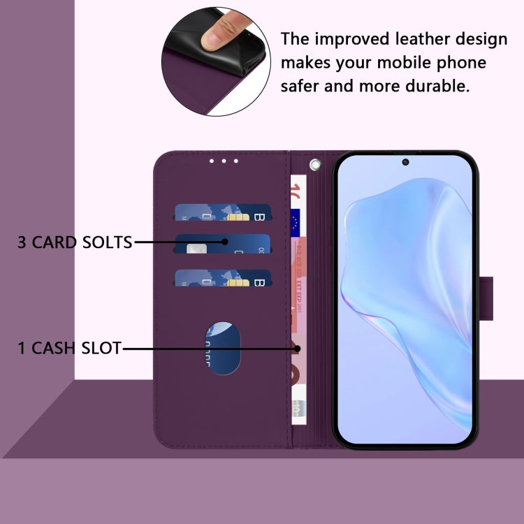 Funda de Cuero con Cordón para OnePlus 12R 5G con Tacto de Piel (Violeta)