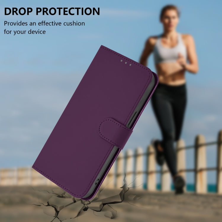 Funda de Cuero con Cordón para OnePlus 12R 5G con Tacto de Piel (Violeta)