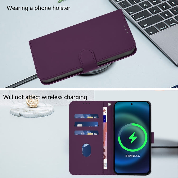 Funda de Cuero con Cordón para OnePlus 12R 5G con Tacto de Piel (Violeta)