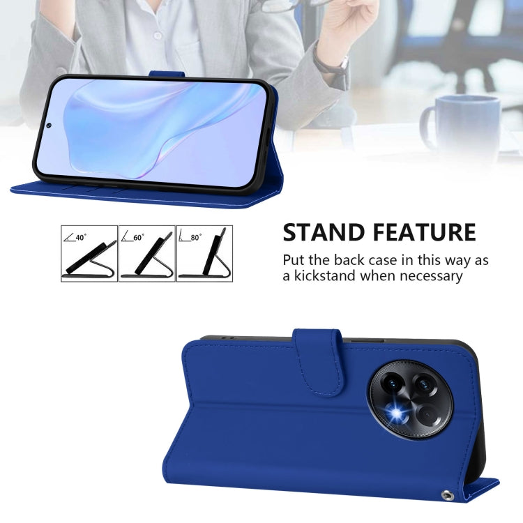Funda de Cuero con Cordón para OnePlus 11R 5G con Tacto de Piel (Azul Oscuro)