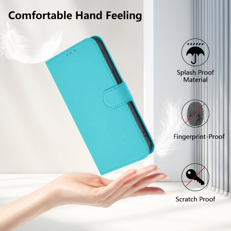 Funda de Cuero con Cordón para OnePlus 11R 5G Diseño Global Skin Feel (Azul Lago)