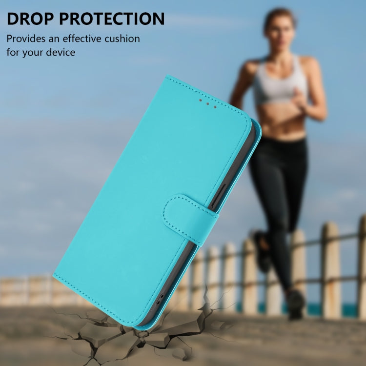 Funda de Cuero con Cordón para OnePlus 11R 5G Diseño Global Skin Feel (Azul Lago)