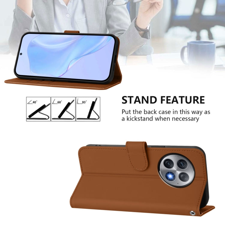 Funda de Cuero para OnePlus Ace 2 Pro 5G con Textura de Piel y Cordón (Marrón)
