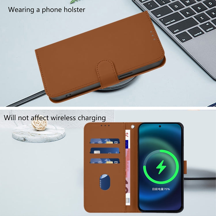 Funda de Cuero para OnePlus Ace 2 Pro 5G con Textura de Piel y Cordón (Marrón)