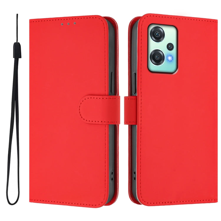 Funda de Cuero con Cordón para OnePlus Nord Ce 2 Lite 5G (Rojo)