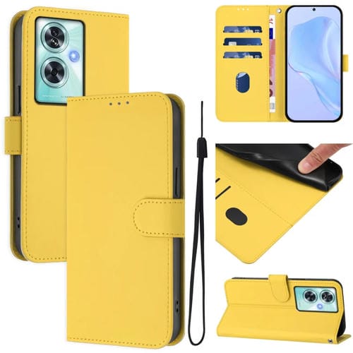 Funda de Piel Sintética con Cordón para OnePlus Nord N30 Se 5G (Amarillo Limón)
