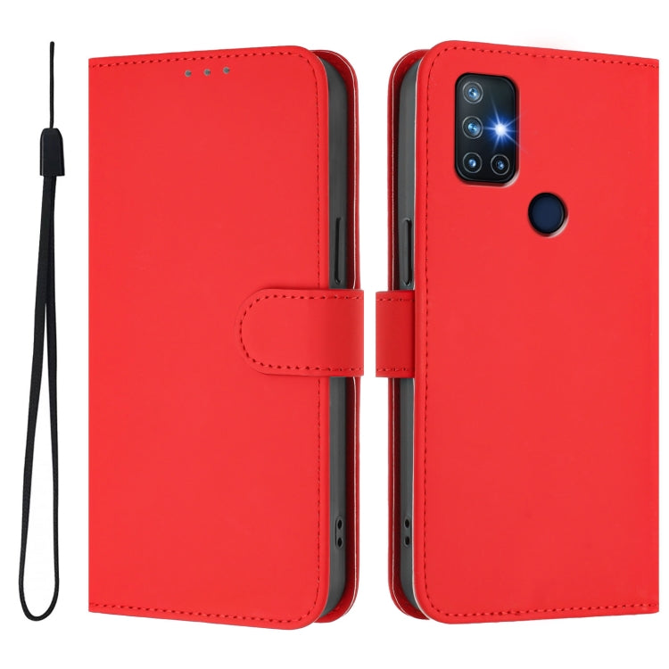 Funda de Cuero con Cordón para OnePlus Nord N10 5G (Rojo) Tacto Suave