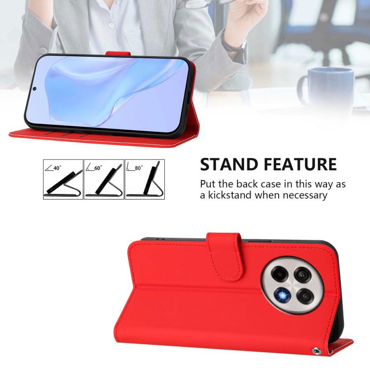 Funda de Cuero con Cordón para OnePlus Ace 5 Pro / Ace 5 / 13R (Rojo)