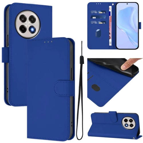 Funda de Cuero con Cordón para OnePlus Ace 5 Pro / Ace 5 / 13R (Azul Oscuro)