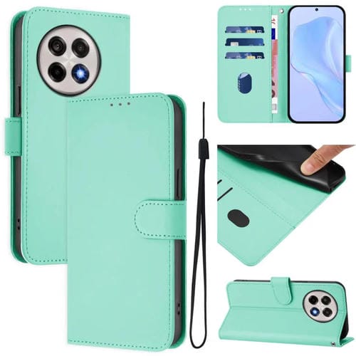 Funda de Piel Sintética con Cordón para OnePlus Ace 5 Pro / Ace 5 / 13R (Verde Menta)