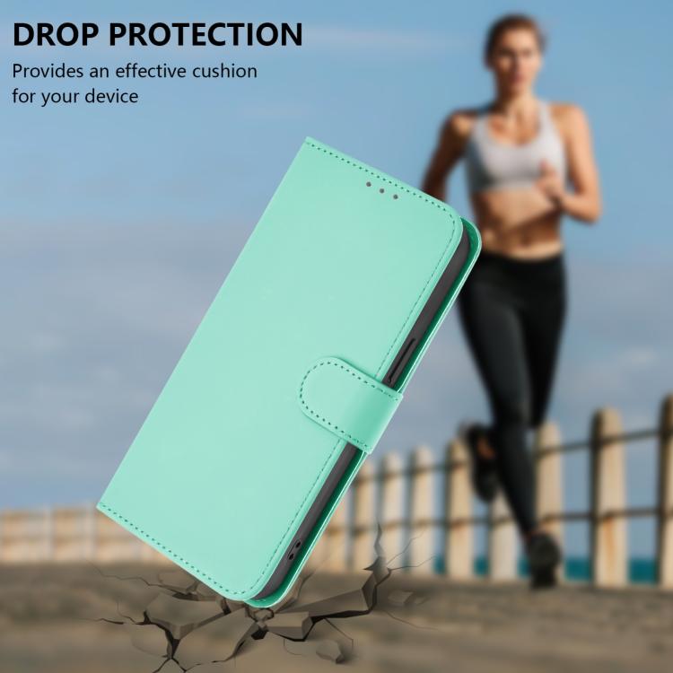 Funda de Piel Sintética con Cordón para OnePlus Ace 5 Pro / Ace 5 / 13R (Verde Menta)