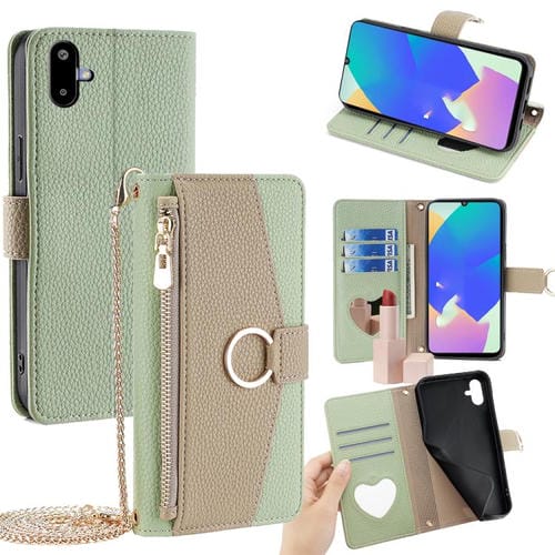 Funda de cuero con textura de lichi cruzada para Samsung Galaxy F06 5G (verde)