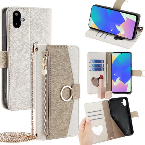 Funda de cuero con textura de lichi para Samsung Galaxy F06 5G (blanca)