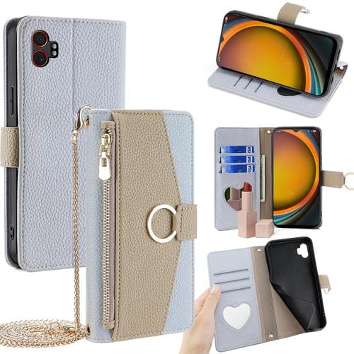 Funda de cuero con textura de lichi cruzada para Samsung Galaxy Xcover 7 Pro 5G (azul)