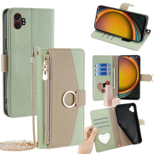 Funda de cuero con textura de lichi cruzada para Samsung Galaxy Xcover 7 Pro 5G (verde)
