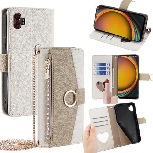Funda de cuero con textura de lichi cruzada para Samsung Galaxy Xcover 7 Pro 5G (blanca)