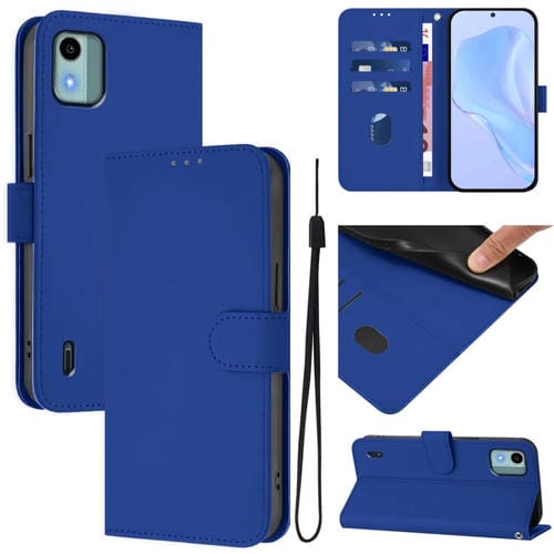 Funda Piel Sintética Nokia C12 con Cordón (Azul Oscuro)