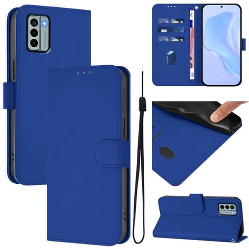 Funda de Piel Sintética con Cordón para Nokia G22 (Azul Oscuro)