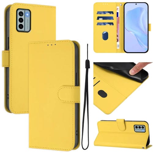 Funda de Piel Sintética con Cordón para Nokia G22 (Amarillo Limón)