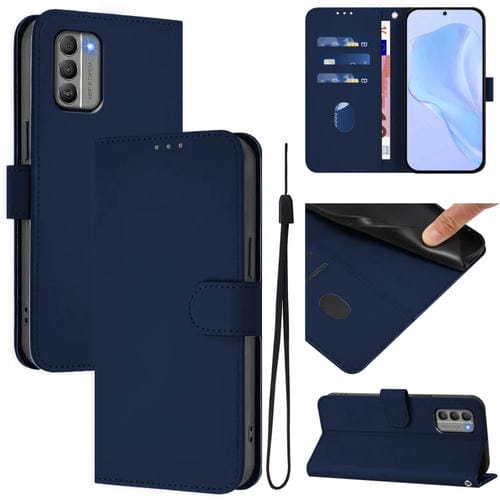 Funda de Piel Sintética con Cordón para Nokia G400 (Azul Marino)