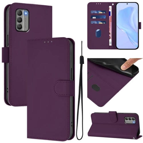 Funda de Piel Sintética con Cordón para Nokia G400 con Tacto de Piel (Violeta)