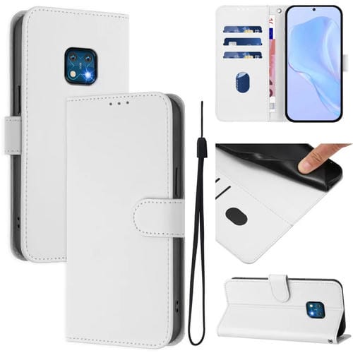 Funda de Piel con Cordón para Nokia Xr20 con Tacto de Piel (Blanco)